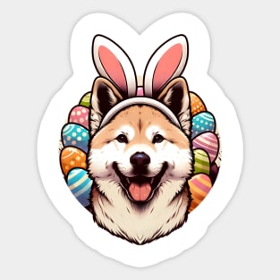 Happy Jindo Wears Bunny Ears for Easter Celebration Sticker